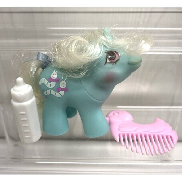 Vtge My Little Pony G1 Baby Wiggles Newborn Baby Ponies Aqua Unicorn COMPLETE - Picture 1 of 16